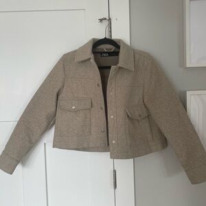 Zara Felt Cropped Tan Jacket